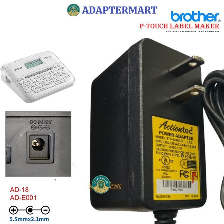 Bộ nguồn Brother 12V 2A 1.3A AD-18 AD-E001A AD-E001 cho máy in nhãn Brother PT-D410 PT-D610BT N521