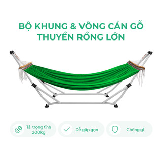   Rẻ Vô Địch  Bộ khung võng xếp thuyền rồng Lâm Tùng lưới cán gỗ cao cấp chống té lật bền bỉ 