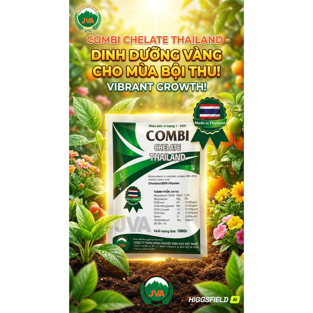  phân bón vi lượng combi thái lan 100gram bổ sung vi lượng cần thiết cho cây trồng 