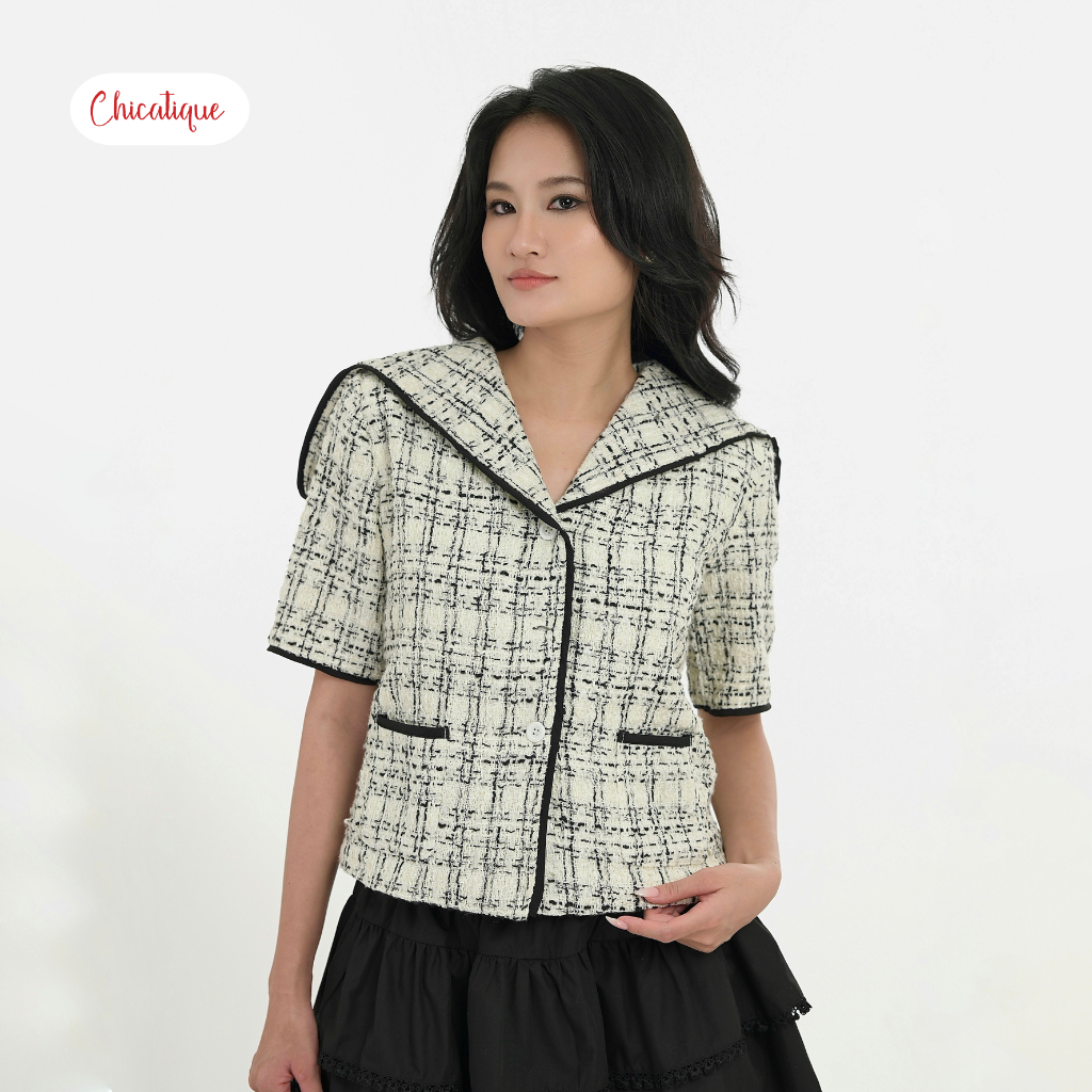 Áo blazer nữ thiết kế Chicatique Aylin Jacket công sở tay ngắn dáng croptop chất liệu tweed Hàn Quốc