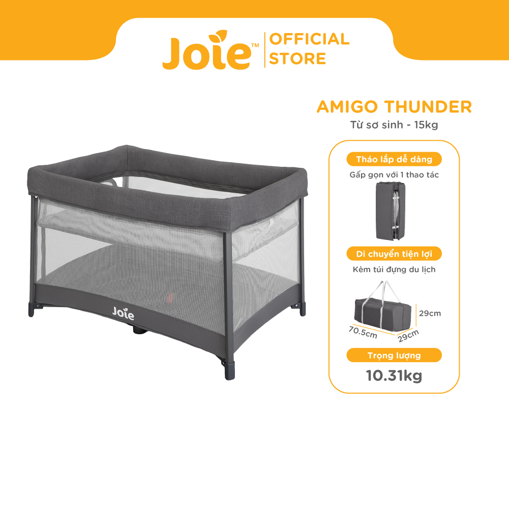 Giường cũi cho bé Joie Amigo Thunder gấp gọn dành cho bé sơ sinh đến 15kg