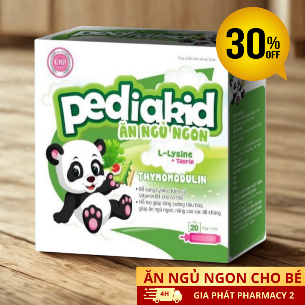 PediaKid Ăn Ngủ Ngon (Hộp 20 ống x10ml) - Bổ sung Lysine, Kẽm, Vitamin B1, bồi bổ sức khoẻ cho bé.
