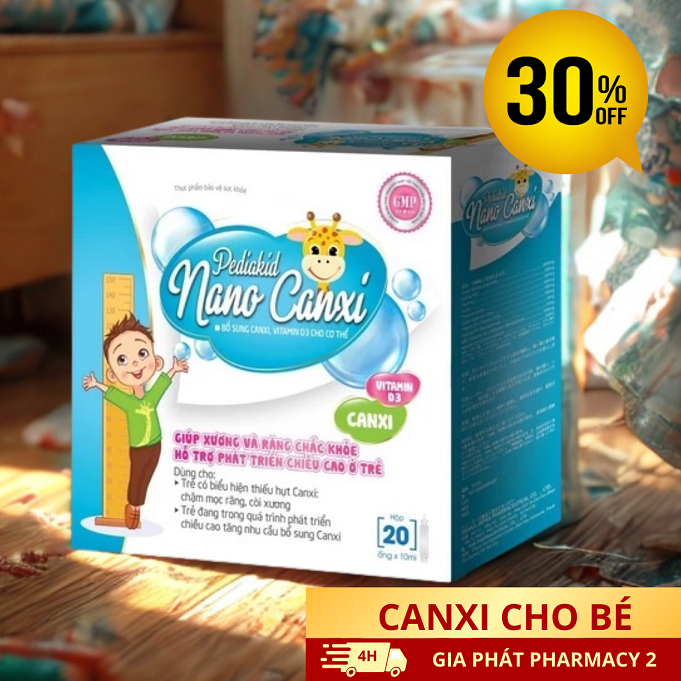 Pediakid Nano Canxi (Hộp 20 ống x10ml)- Giúp bổ sung canxi cho bé, giúp xương và răng chắc khỏe