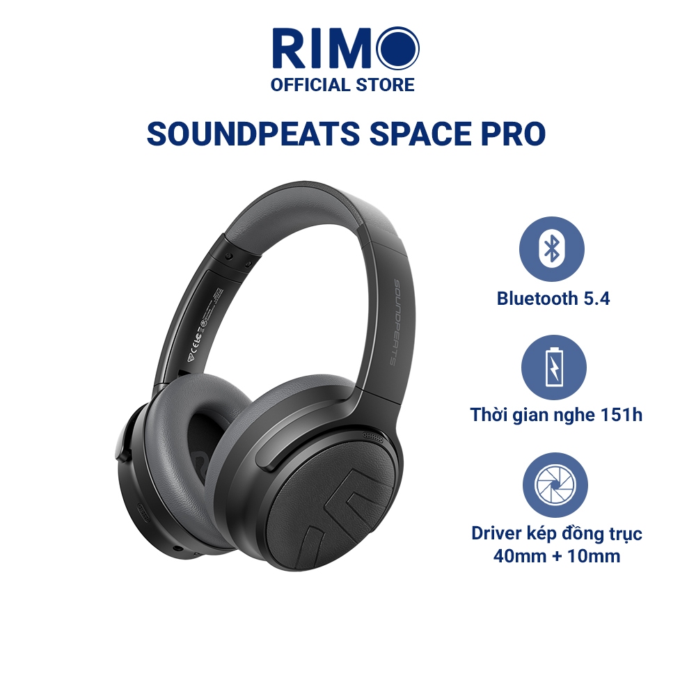 Tai nghe chụp tai SoundPEATS Space Pro, Pin 151 Giờ, Hybrid ANC, Hi-Res Audio LDAC, Bluetooth 5.4