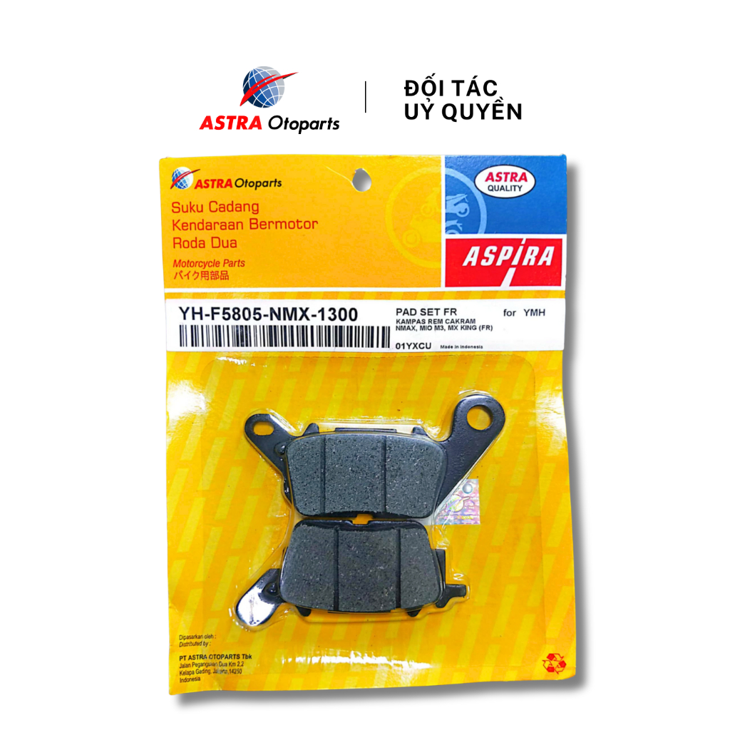 Má phanh dầu (bố thắng đĩa) trước ASPIRA cho xe Yamaha Exciter 150, Sirius FI mã YH-F5805-NMX-1300