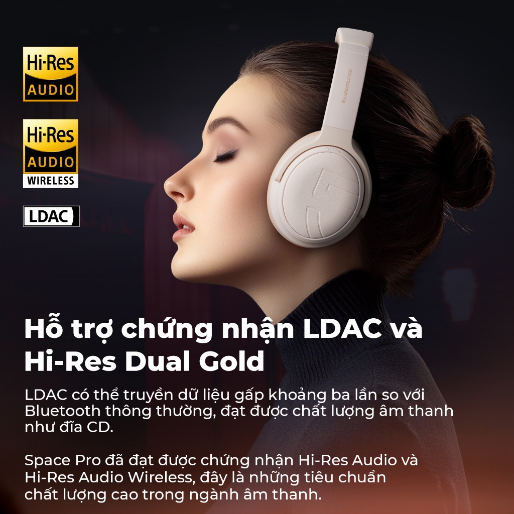 Tai nghe chụp tai SoundPEATS Space Pro, Pin 151 Giờ, Hybrid ANC, Hi-Res Audio LDAC, Bluetooth 5.4 | BigBuy360 - bigbuy360.vn