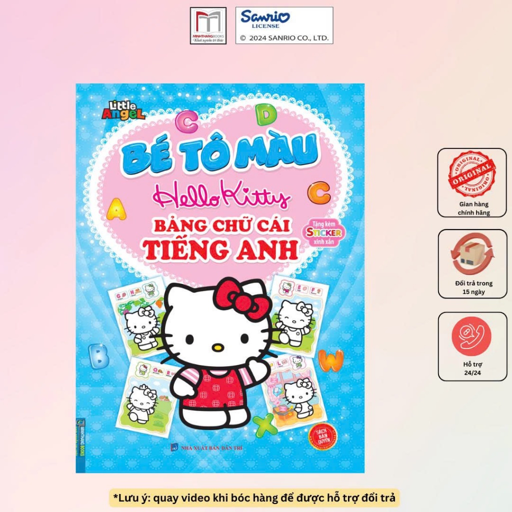 sách - Bé tô màu Hello kitty - Bảng chứ cái tiếng anh ( tặng kèm sticker xinh xắn )