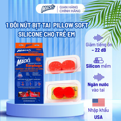 Nút bịt tai chống ồn, chống nước Mack’s chất liệu Silicon dành cho trẻ em bơi lội, tắm, đi máy bay