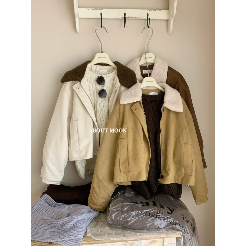 𝐀𝐁𝐎𝐔𝐓 𝐌𝐎𝐎𝐍 🧸  - Áo khoác lót lông siêu ấm, form ngắn siêu xinh