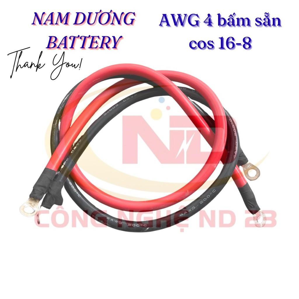 [1m-1.5m] AWG 4 BẤM SẴN COS 16-8 Siêu Tải chống cháy cao cấp