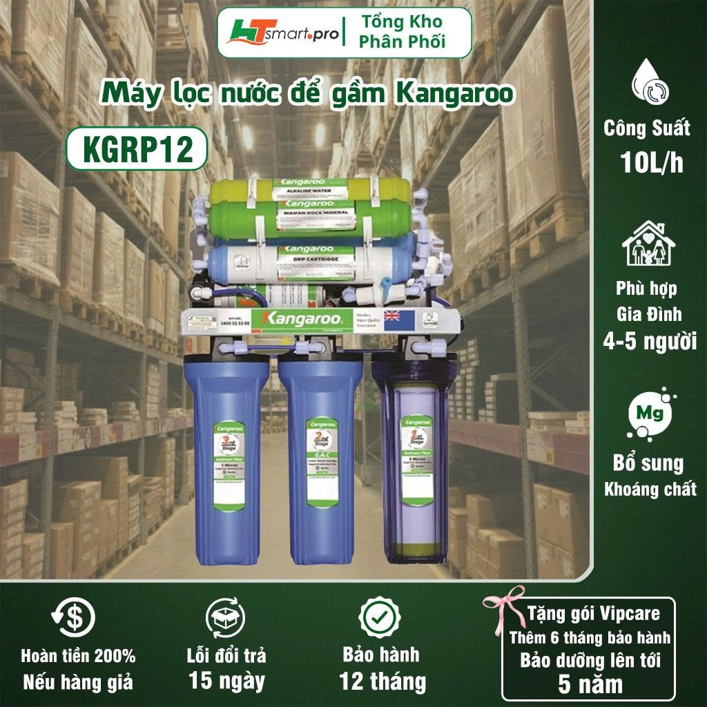 Máy Lọc Nước Kangaroo KGRP12 hàng chinh hãng Kangaroo, lọc nước 9 cấp - Bảo hành 12 tháng- HTSMART.P