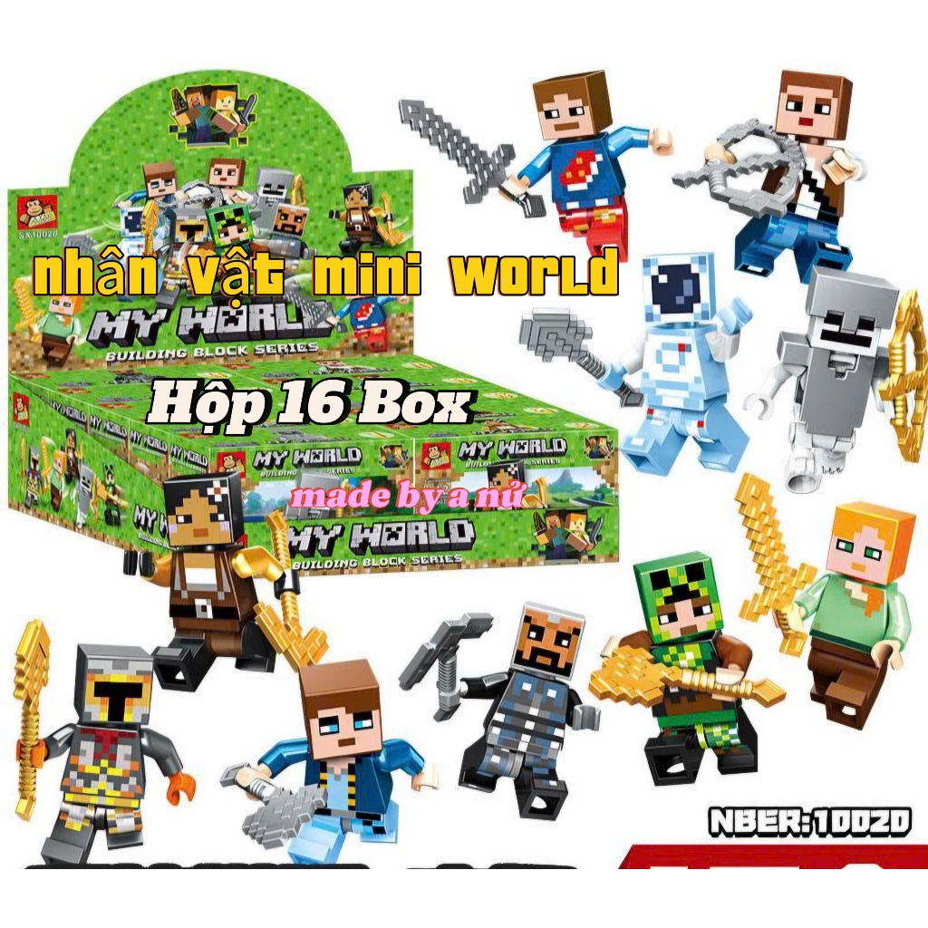 Hộp 16 Box Nhân Vật Mini Craft Ráp Hình My World