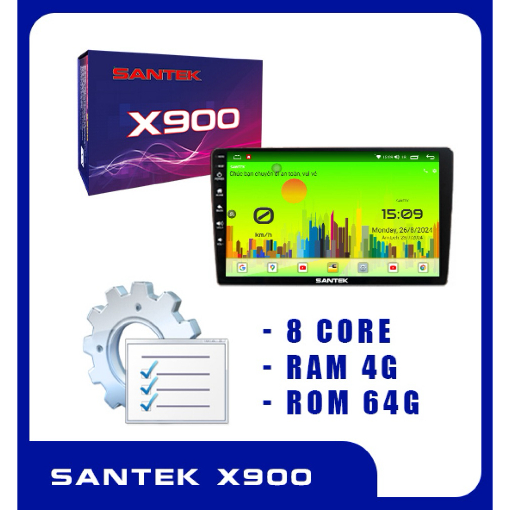 Màn hình android santek x900 x900 360 chính hãng new 2026