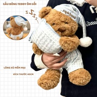  Gấu bông teddy ôm gối ngủ dễ thương Thú nhồi bông teddy đồ ngủ lồng cừu cao cấp làm quà tặng sinh nhật hay gấu ôm ngủ 