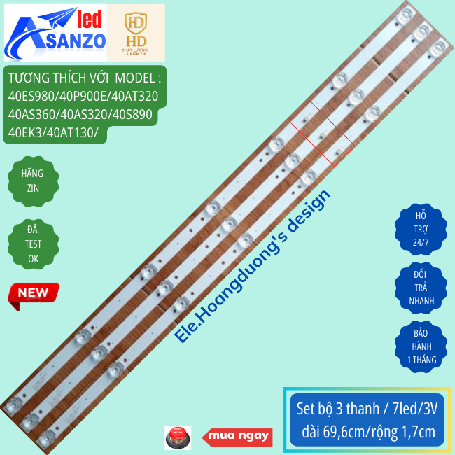 Thanh led tivi 40inch-dùng chung asanzo/daling/ubc/tovo-ele.hoangduong.