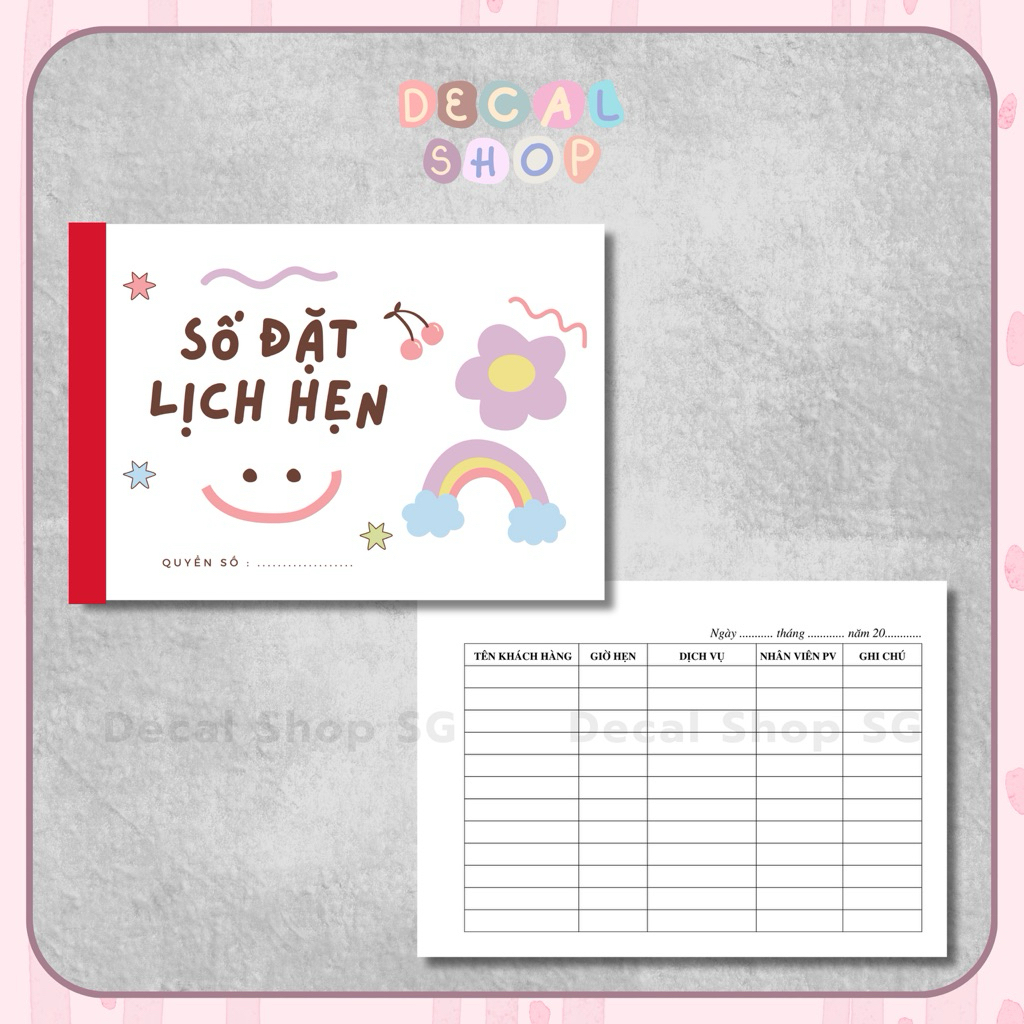 Sổ Đặt Lịch Hẹn (sổ booking) - Cuốn 50 Tờ - Giấy 80gsm