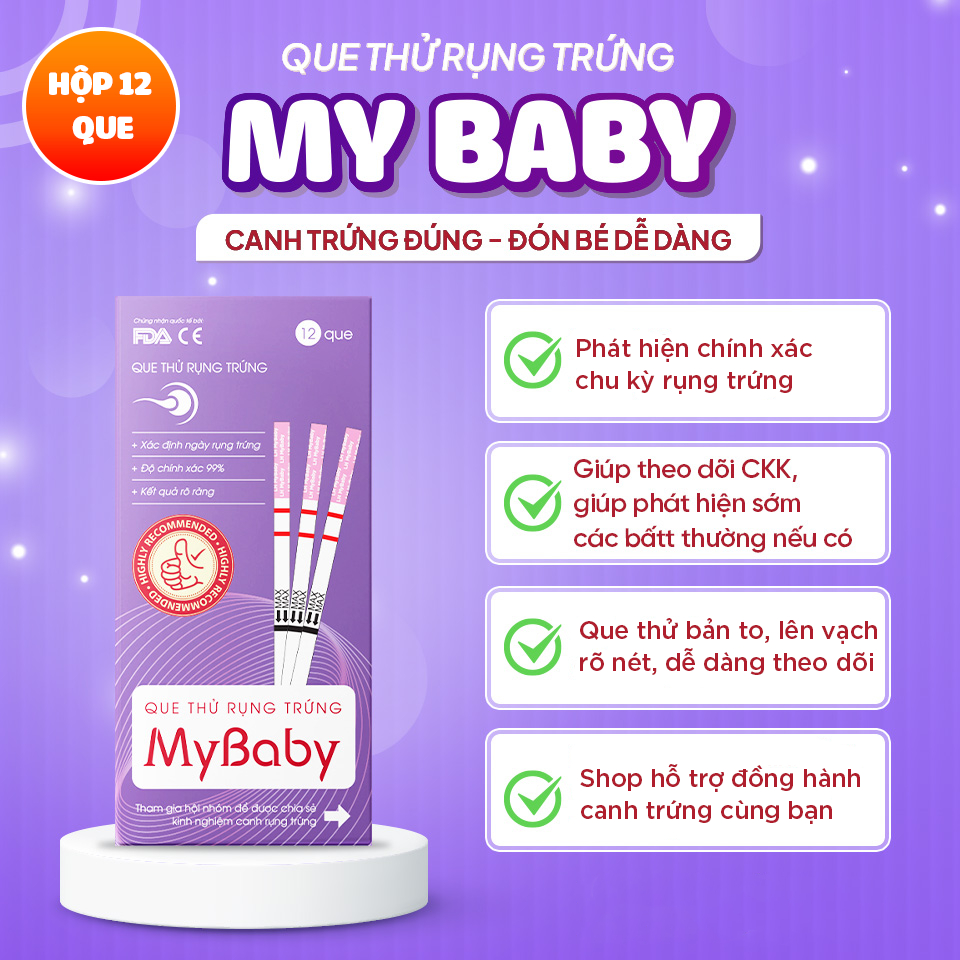 Que thử rụng trứng MyBaby chính xác 99% | Hộp 12 que