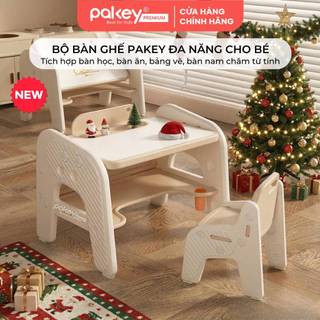   MẪU MỚI  Bộ Bàn Ghế Pakey Đa Năng Tích Hợp Nhiều Trò Chơi Cho Bé Bàn Học Có Bảng Vẽ Hộc Bàn Lớn Cho Trẻ Em 