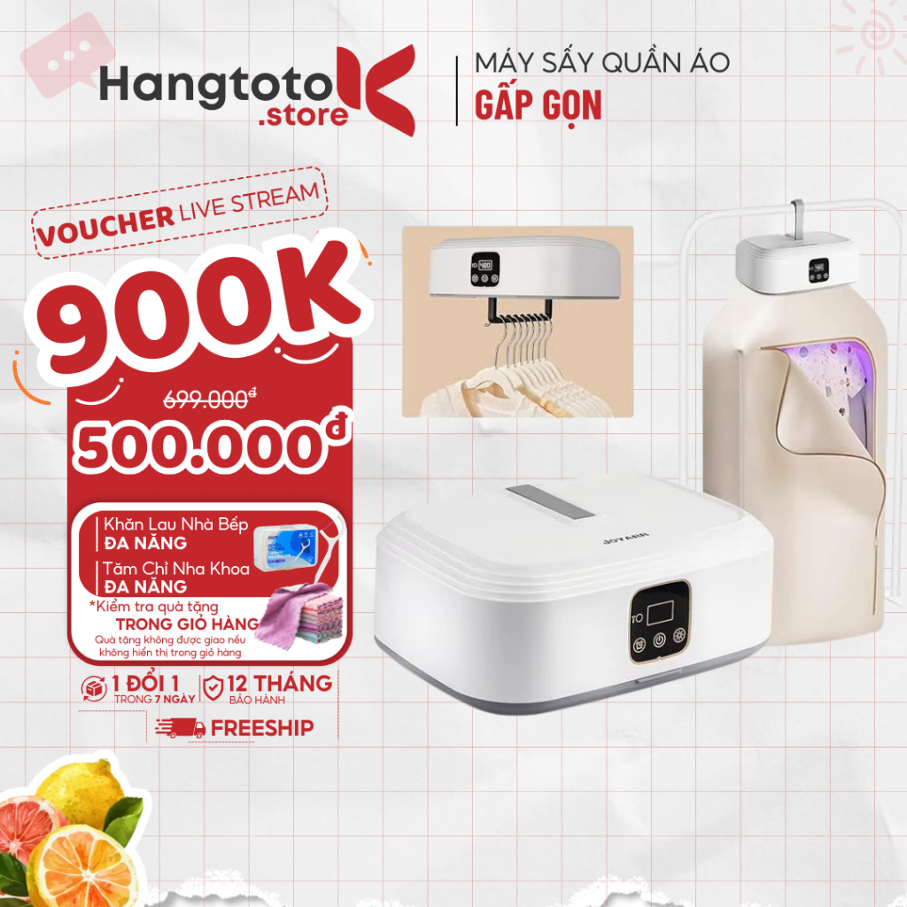 Máy Sấy Quần Áo Mini Gấp Gọn 10KG 600W Di Động Khử Khuẩn Tự Ngắt - Sấy Nhanh Hẹn Giờ