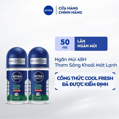 Bộ 2 Lăn Ngăn Mùi Nam NIVEA MEN Cool Kick Mát Lạnh - Thơm Sảng Khoái (50 ml) - 83188x2
