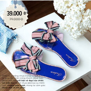 dép lê quai ngang bông nơ màu sắc siêu đáng yêu