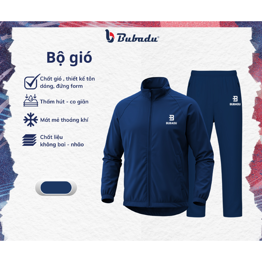 [CHÍNH HÃNG BUBADU] BỘ GIÓ BUBADU CAO CẤP không có cờ CHÍNH HÃNG chất vải co giãn thoải mái