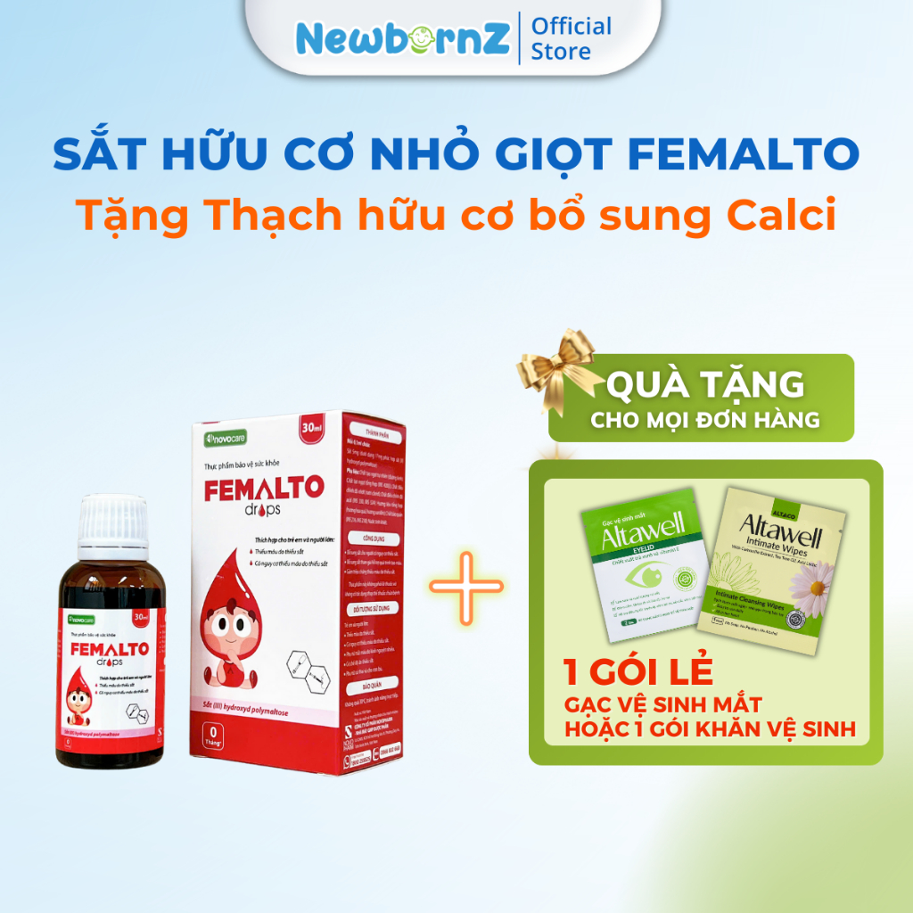Sắt hữu cơ dạng nhỏ giọt cho bé Femalto Drops Novocare - Hỗ trợ bổ sung sắt, 15-30ml