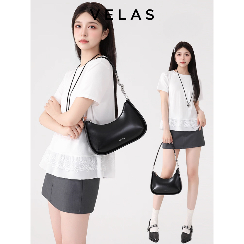 [V13] Túi xách đeo vai VELAS túi xách tặng bạn, người yêu sang chảnh xinh màu đen da PU mang đi làm, đi chơi | BigBuy360 - bigbuy360.vn