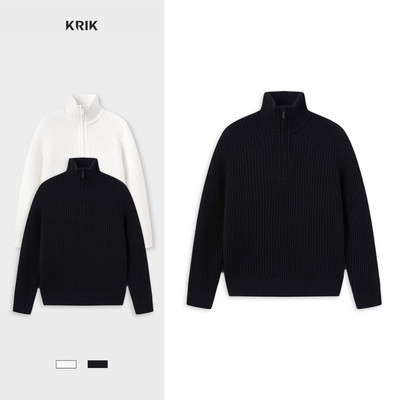 Áo Len Nam KRIK Form Regular Chất Liệu Len Mềm Mại Thiết Kế Cổ Polo Zipper Sang Trọng AL3580
