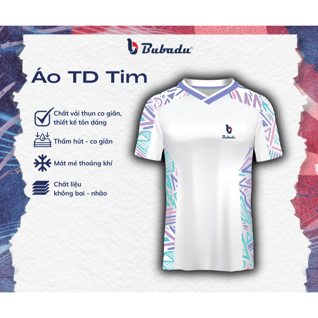 [CHÍNH HÃNG BUBADU] ÁO CẦU LÔNG BUBADU TIM CHÍNH HÃNG BUBADU Sport Top