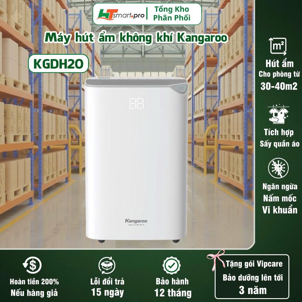 Máy hút ẩm Kangaroo KGDH20, hút ẩm 20L - bảo hành chính hãng 12 tháng - HTSMART.PRO