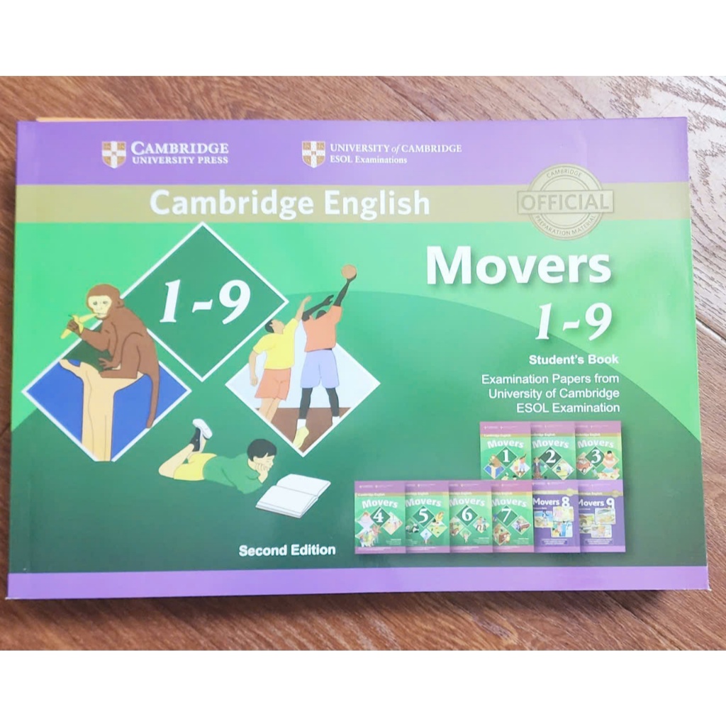 Sách- Cambridge  Movers- in gộp 1-9 ( sách in laser) + file nghe và đáp án