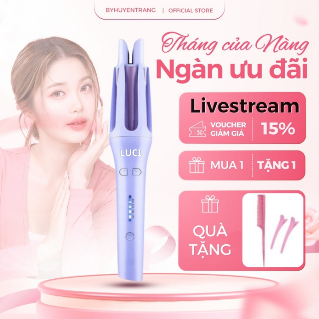 Máy uốn tóc xoăn tự động ion âm Cao Cấp bảo vệ tóc chất liệu gốm sứ không làm tổn thương tóc