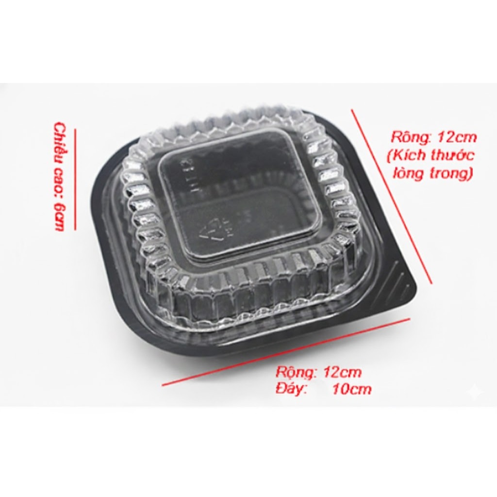 Hộp nhựa đế đen hình vuông MT12 20 cái