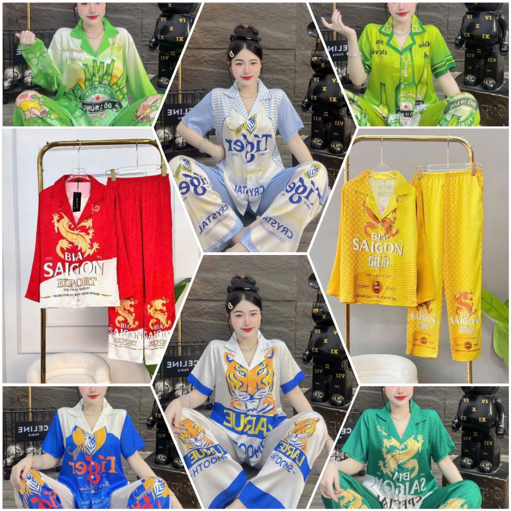 40-75kg(2size)Bia Tết,Đồ bộ in hình bia(TN+TD)Latin tơ tằm(nhớ đọc mô tả để mặc k vừa)đồ bộ bia,Ken xanh, Gơ đỏ,Gu bạc