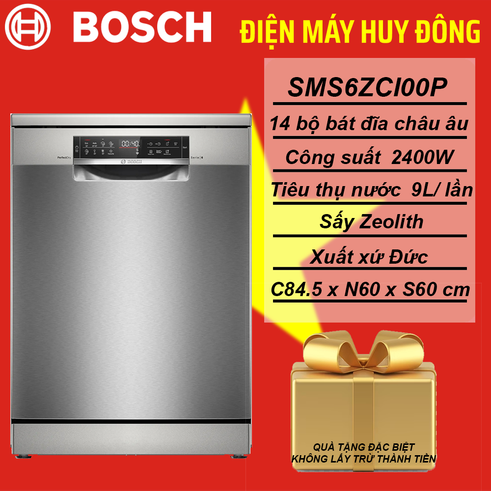Máy rửa bát độc lập 14 bộ Bosch SMS6ZCI00P Series 6