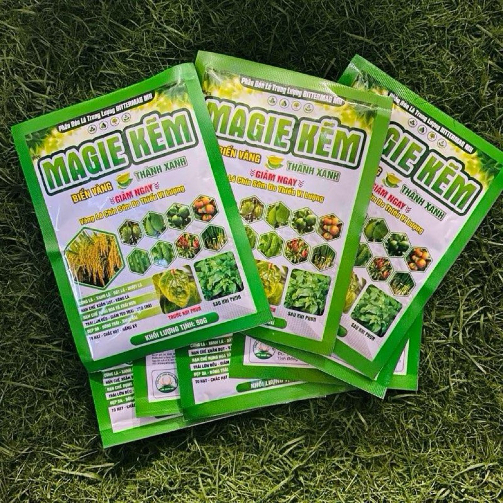 (Combo 20 gói) Phân bón MAGIE KẼM - dạng tinh thể cao cấp gói 50gr - Biến vàng thành xanh, hạn chế v