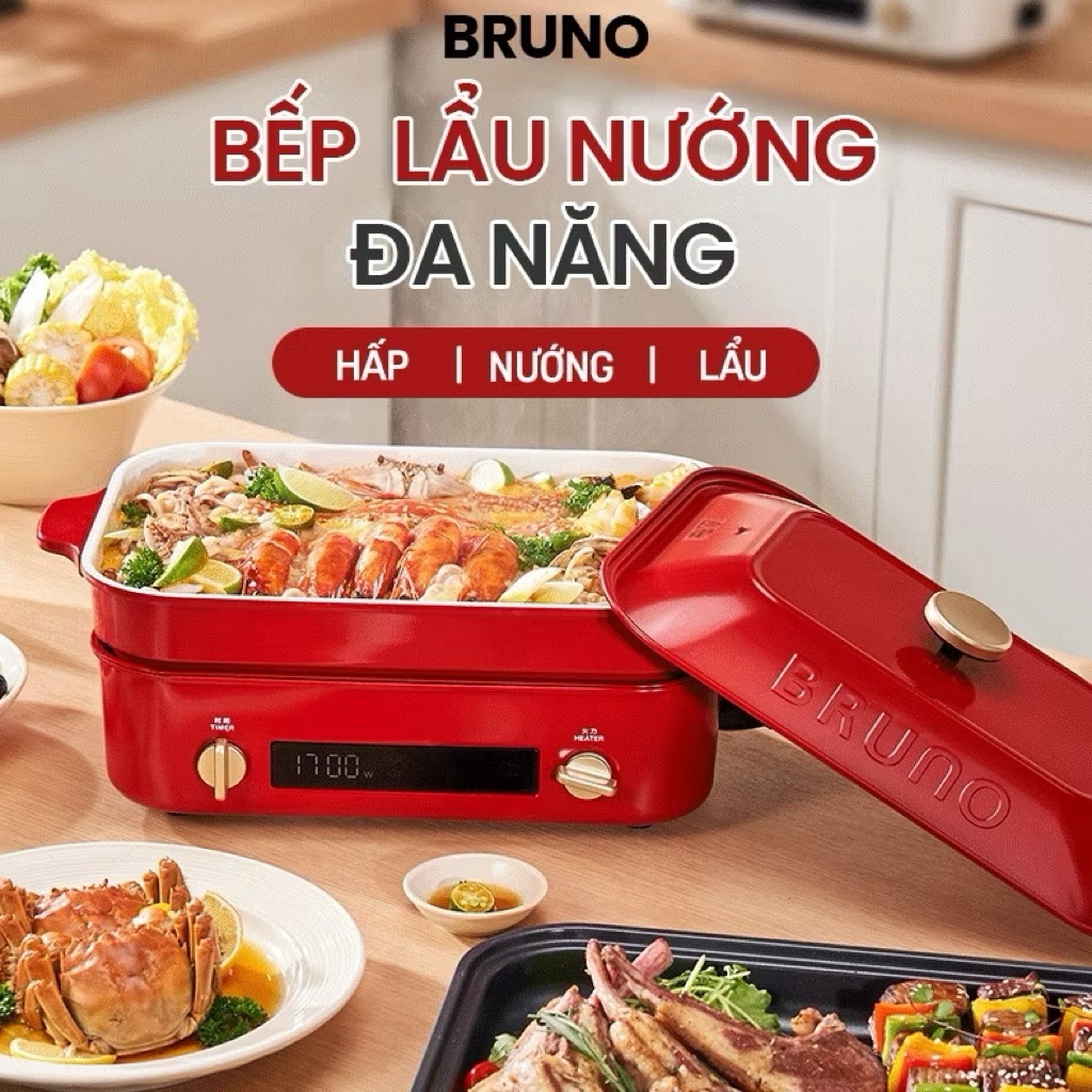Nồi lẩu nướng hấp đa năng BRUNO BOE123 chính hãng