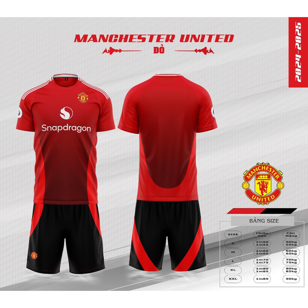 CLB MU 2025 Quần áo bóng đá SV, vải thun lạnh cao cấp