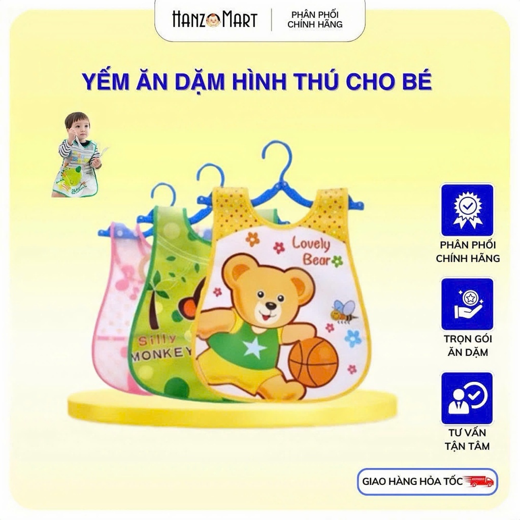 Yếm ăn dặm hình thú cho bé