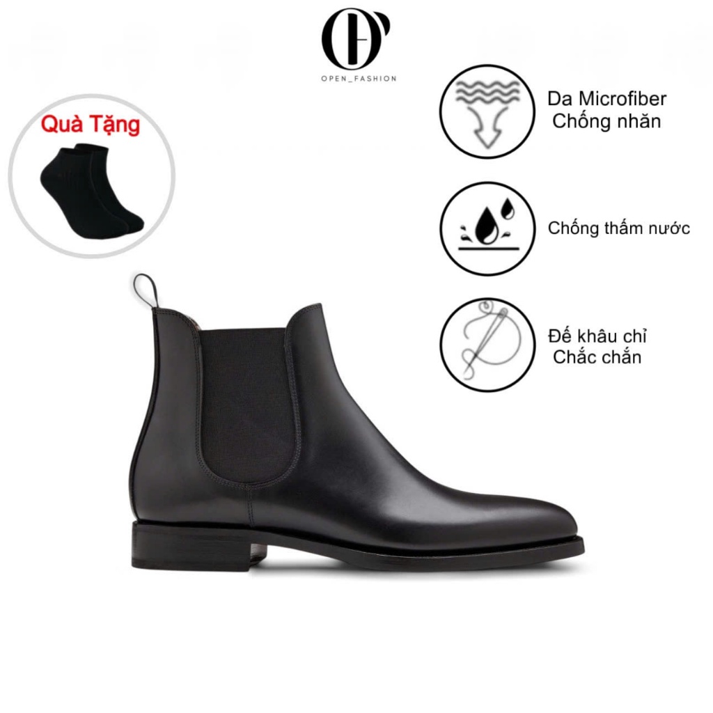 Giày da chelsea boots classic Black,Giày boot nam cao cấp chống nhăn đế Cao Su êm mềm mại năng động trẻ trung sang trọng