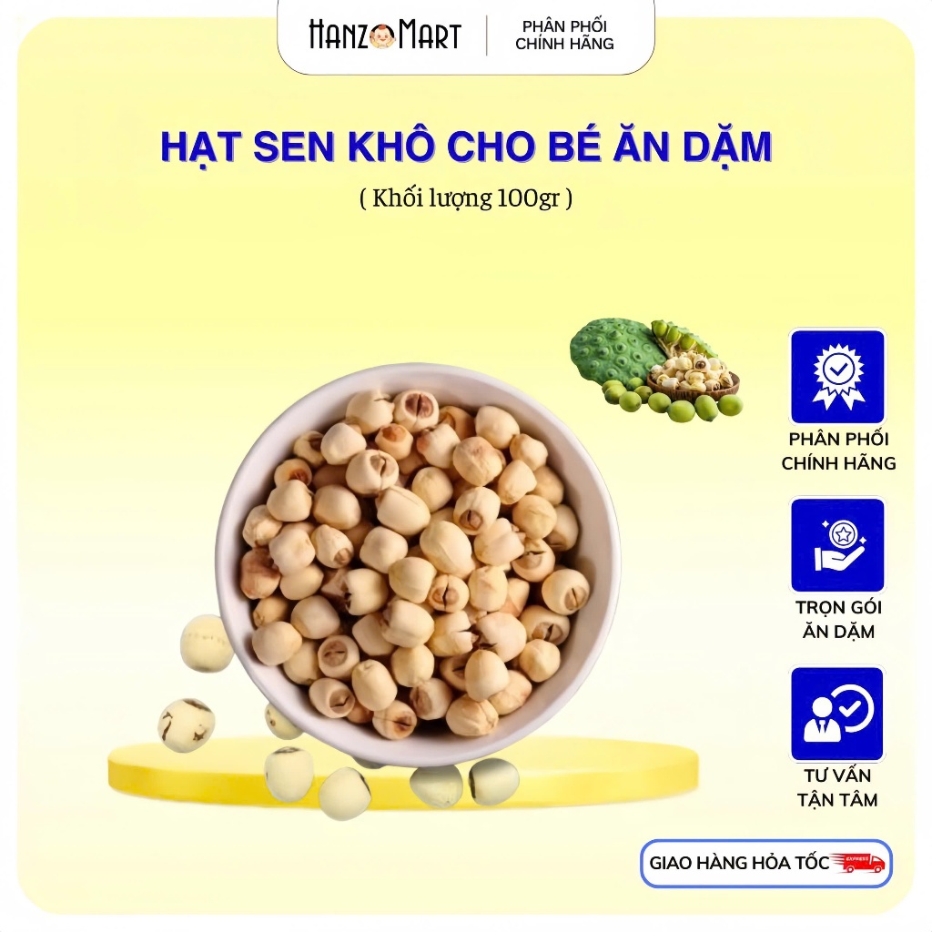 Hạt sen khô cho bé ăn dặm 100gr