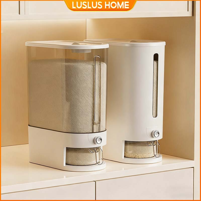 LUS Thùng Đựng Gạo trong suốt tự động Thùng Đựng Gạo ấn Nút thông minh Thùng Đựng Gạo dung tích lớn