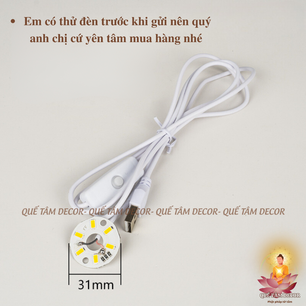 Mạch đèn led 5V - 3W loại vỉ đèn có dây usb làm đèn hồ cá , đèn thờ , decor tượng phật , trang trí b