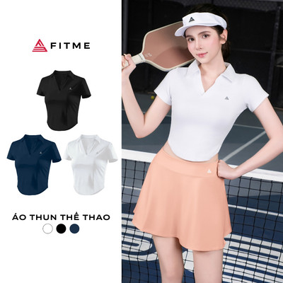 Áo polo thể thao nữ Fitme GOC chất cotton co giãn thoáng khí chơi golf, tennis, pickleball, cầu lông thoải mái APLT01