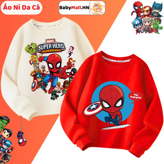  Áo Nỉ Sweater Bé Trai Hình Siêu Nhân Người Nhện BABYMALL Vải Nỉ Da Cá Giữ Nhiệt 