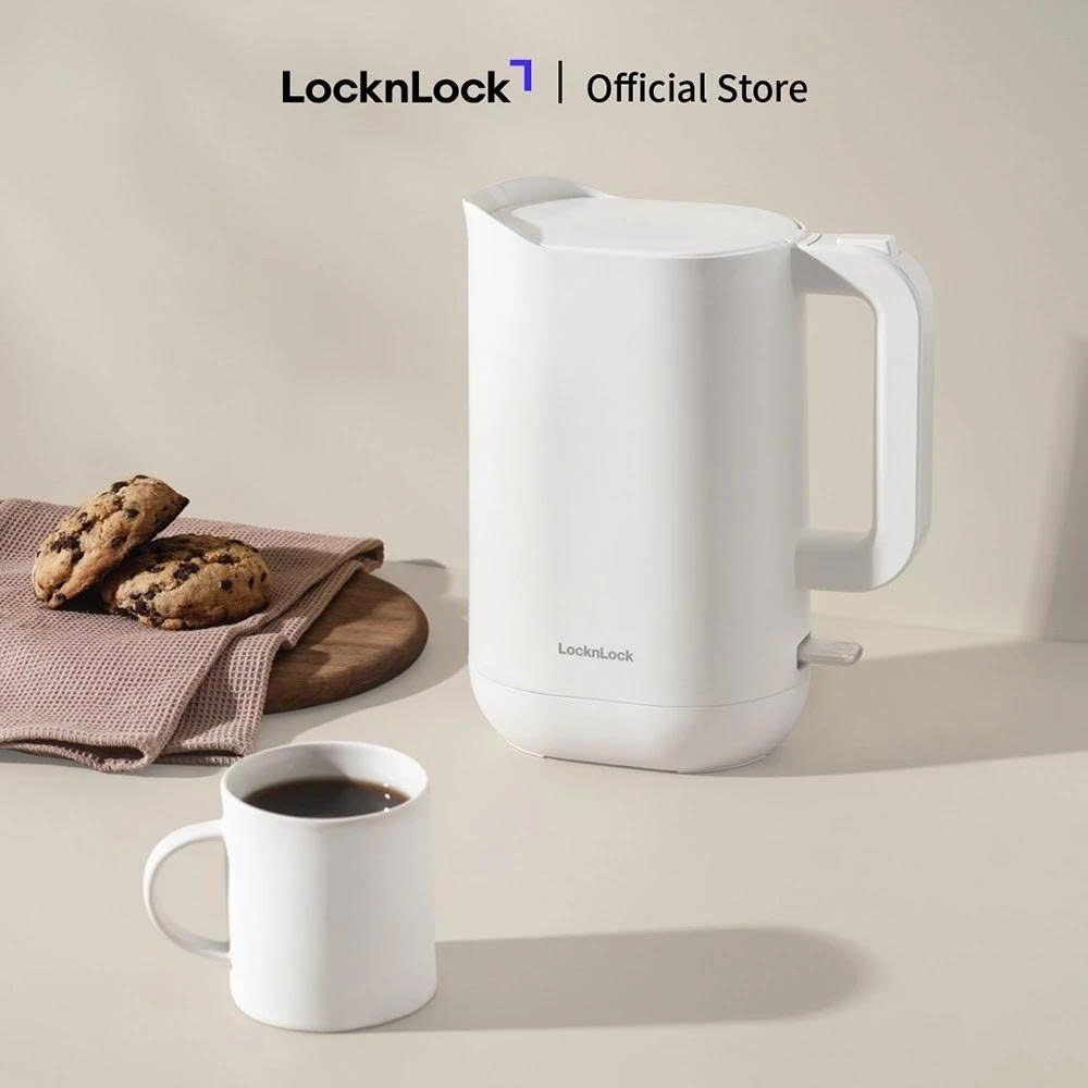 Ấm đun siêu tốc giảm âm LocknLock Silent electric kettle 1.2L- Màu trắng EJK216WHT