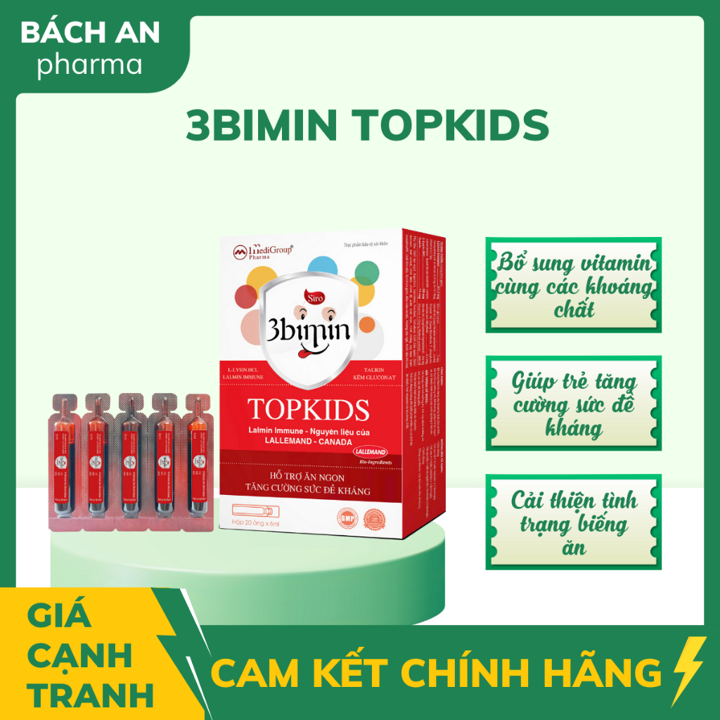 3BIMIN TOPKIDS BỔ SUNG VITAMIN KHOÁNG CHẤT GIÚP TĂNG CƯỜNG SỨC ĐỀ KHÁNG VÀ CẢI THIỆN BIẾNG ĂN