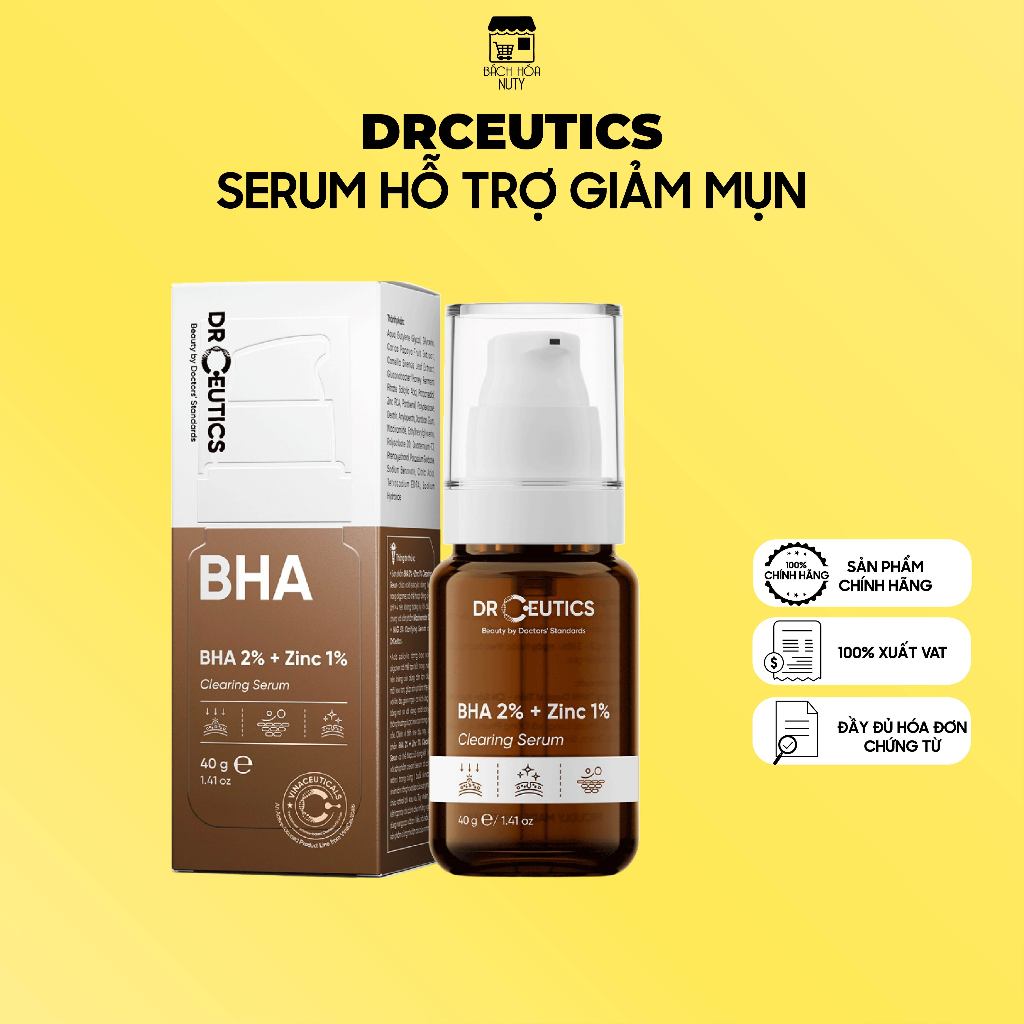 Tinh Chất DrCeutics BHA Giảm Mụn, Giảm Tiết Dầu BHA 2% + ZinC 1%
