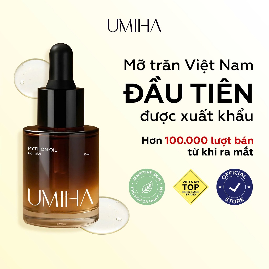 Mỡ trăn triệt lông UMIHA (15ml) - Giúp ức chế mọc lông sau khi dùng Kem tẩy lông và Sáp Wax lông